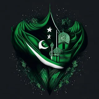 graphic design, Pakistan Independence Day, Unique, vector image, masterpiece,  Black Background,