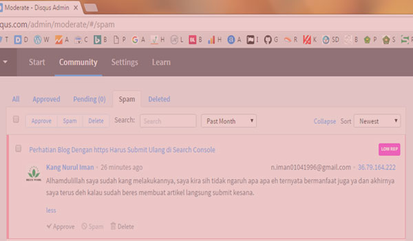 Kenapa Komentar Kita Terdeteksi dan Dimasukkan Ke Spam Oleh Disqus