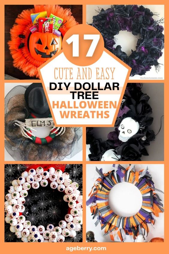 17 Cute And Easy DIY Dollar Tree Halloween Wreaths Sure To Delight