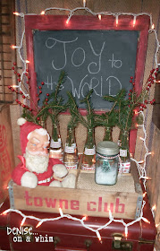 Vintage Santa and an old soda crate via http://deniseonawhim.blogspot.com