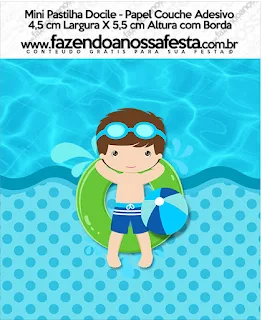 Niño en Piscina: Etiquetas para Candy Bar para Imprimir Gratis.