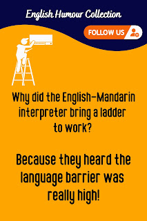 English Phrase Collection | English Humour Collection | Why did the English-Mandarin interpreter bring a ladder to work? Because they heard the language barrier was really high!
