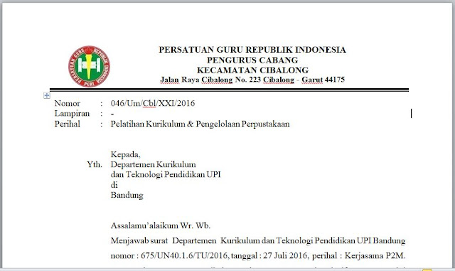 Contoh Surat Balasan Organisasi ke Lembaga Pendidikan atau Perguruan Tinggi