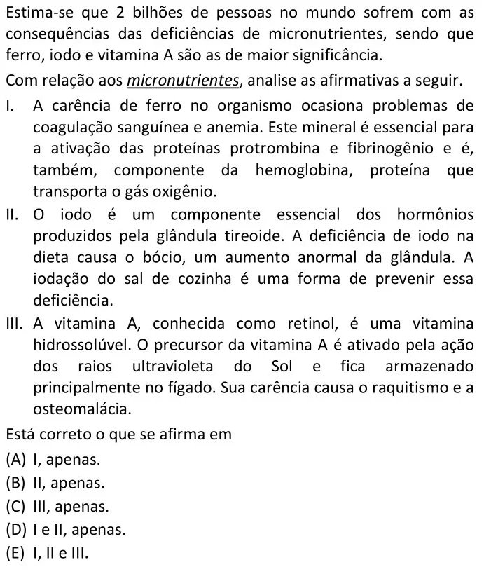 Estima-se que 2 bilhões de pessoas no mundo sofrem com as consequências das deficiências de micronutrientes