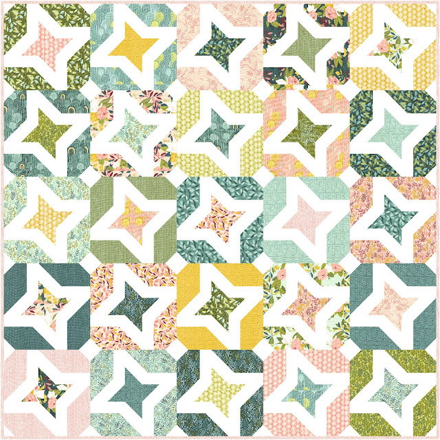 Stargazing quilt pattern in Willow fabric by 1 Canoe 2 for Moda Fabrics