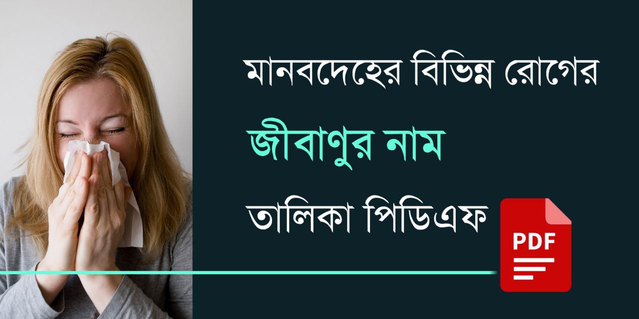 মানবদেহের বিভিন্ন রোগ ও রোগের জীবাণুর নাম তালিকা PDF | Microbes and Diseases PDF