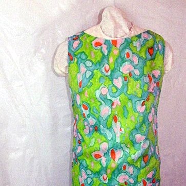 Vintage Rayon Dress with Red Roses and rhinestone buttons