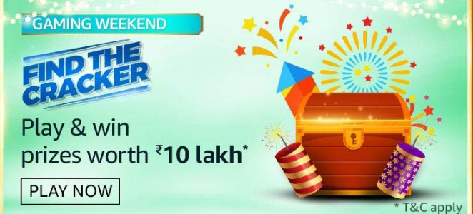 Answers of Amazon Gaming Weekend Find the Cracker - Play & win- prizes worth ₹10 Lakh of 31st October 2020
