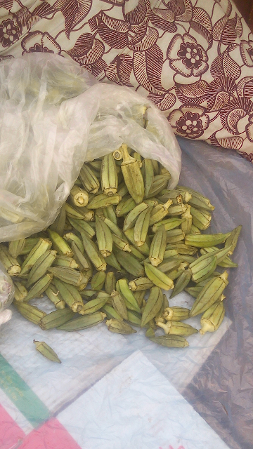 An Okra and a seller in akungba akoko, nigeria