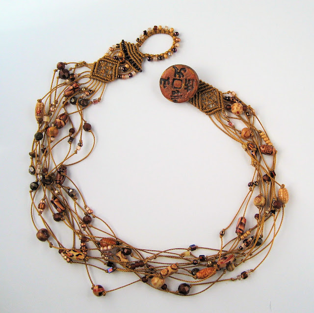 Multi strand beaded macrame necklace by Sherri Stokey of Knot Just Macrame