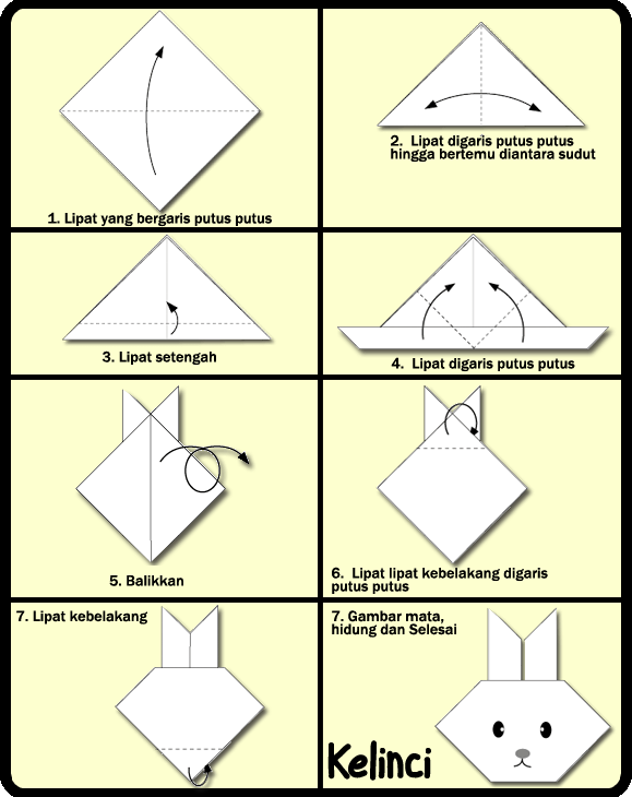 Cara Membuat  Origami  KELINCI Untuk  Anak 