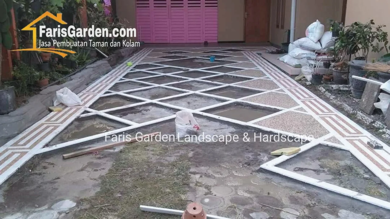 Jasa Tukang Batu Sikat Kendal | Jasa Pembuatan Lantai Carport Batu Sikat di Kendal