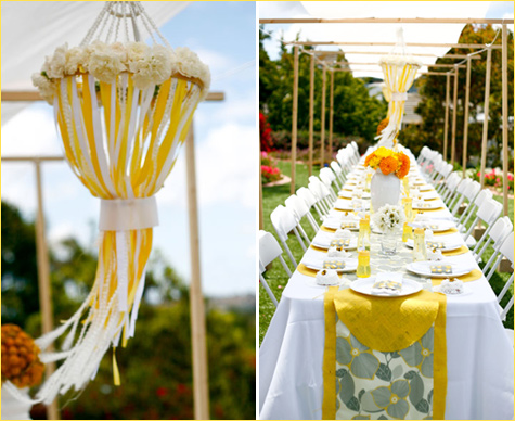 Wedding inspiration yellow and grey decoration combination