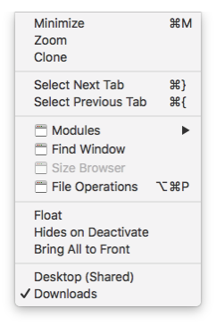 Pathfinder Window menu