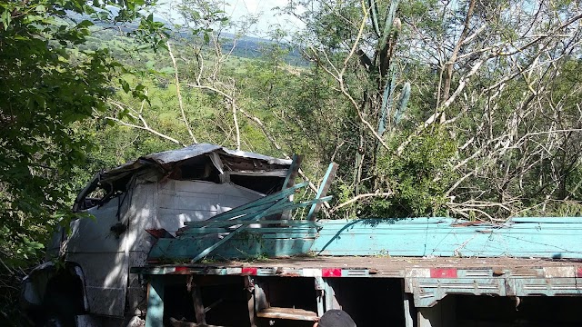 CAMINHÃO CAI EM RIBANCEIRA NA SERRA DAS PIAS