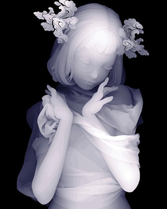 Kazuki Takamatsu instagram arte pinturas mulheres etéreas surreais preto e branco