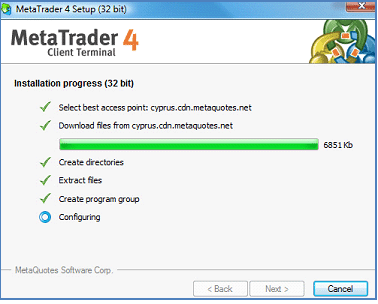 Gambar 4: Proses Instalasi Meta Trader Sedang Berlangsung