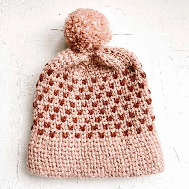 Knit Look Heart Beanie