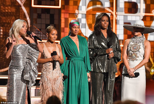 Michelle Obama Makes Surprise Appearance at the Grammys as She Joins Alicia Keys, Jennifer Lopez, & Others on Stage