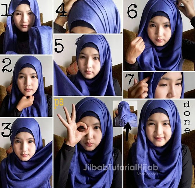 Tutorial hijab pashmina untuk wajah bulat simple glamour terbaru 2016
