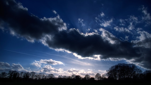 Dark Blue Cloudy Sky 