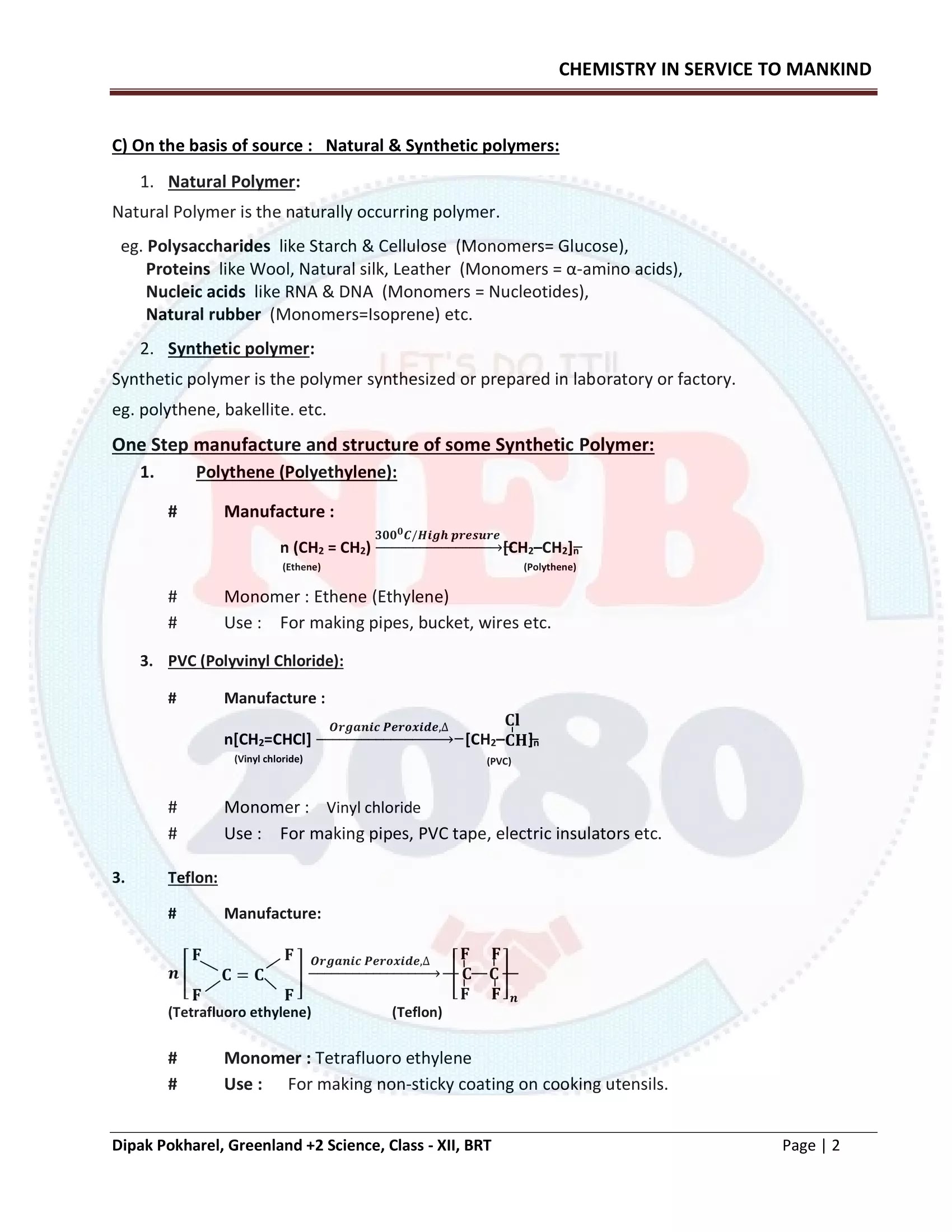 Chemistry in the Service of Mankind | Class 12 Applied Chemistry