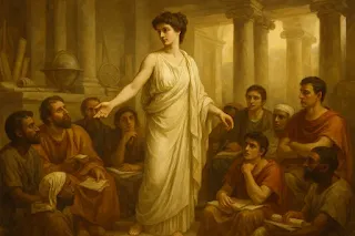 Hypatie au Musée d’Alexandrie – enseignement et philosophie antique Hypatie enseignant au Musée d’Alexandrie – scène historique en peinture néoclassique