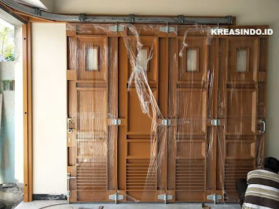 Pintu Garasi Besi pesanan Bpk Poniman di Cileungsi Bogor Jawa Barat