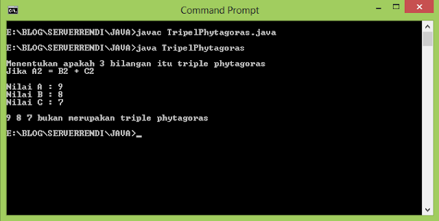 Java Menentukan Bilangan Phytagoras Sukses