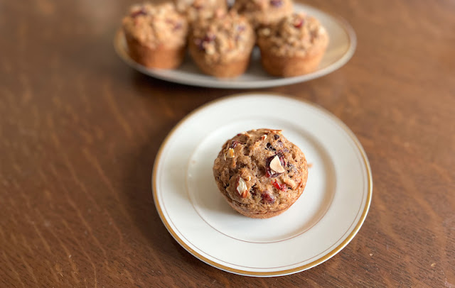 Food Lust People Love: These cranberry almond applesauce muffins are tender and sweet, but not too sweet! They are perfect for snack time or breakfast with the addition of rolled oats.