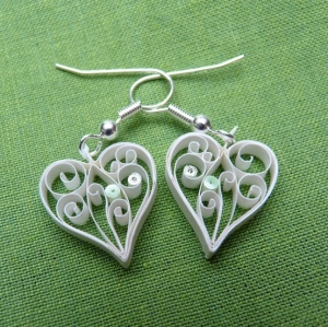 White color handmade 2015 quilling earring designs - quillingpaperdesigns