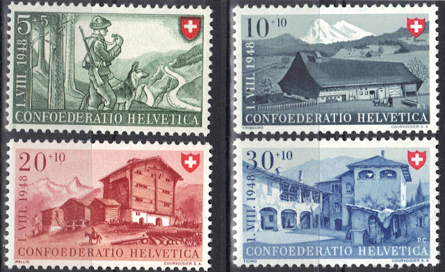 Switzerland - Pro Patria - 1948 - Border Guard and Swiss homes