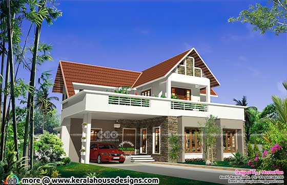 2600 sq-ft modern style mixed roof house
