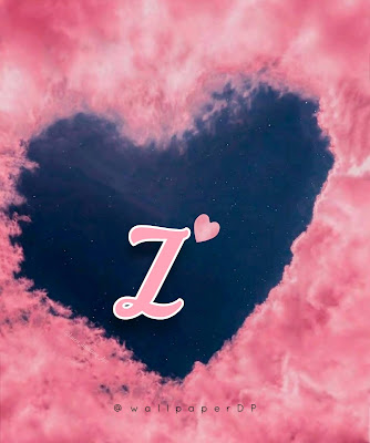 Lovely Pink Heart clouds a to z Letters DP for WhatsApp