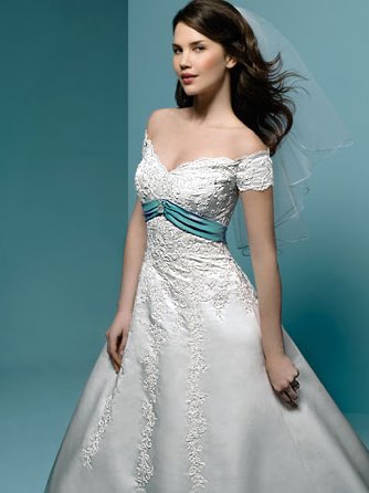 The Elegant and Beautiful Wedding Gown and Dress in Green and white color