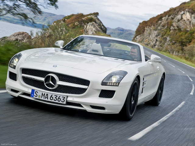 2013 Mercedes-Benz SLS AMG Roadster White Color Wallpapers HD