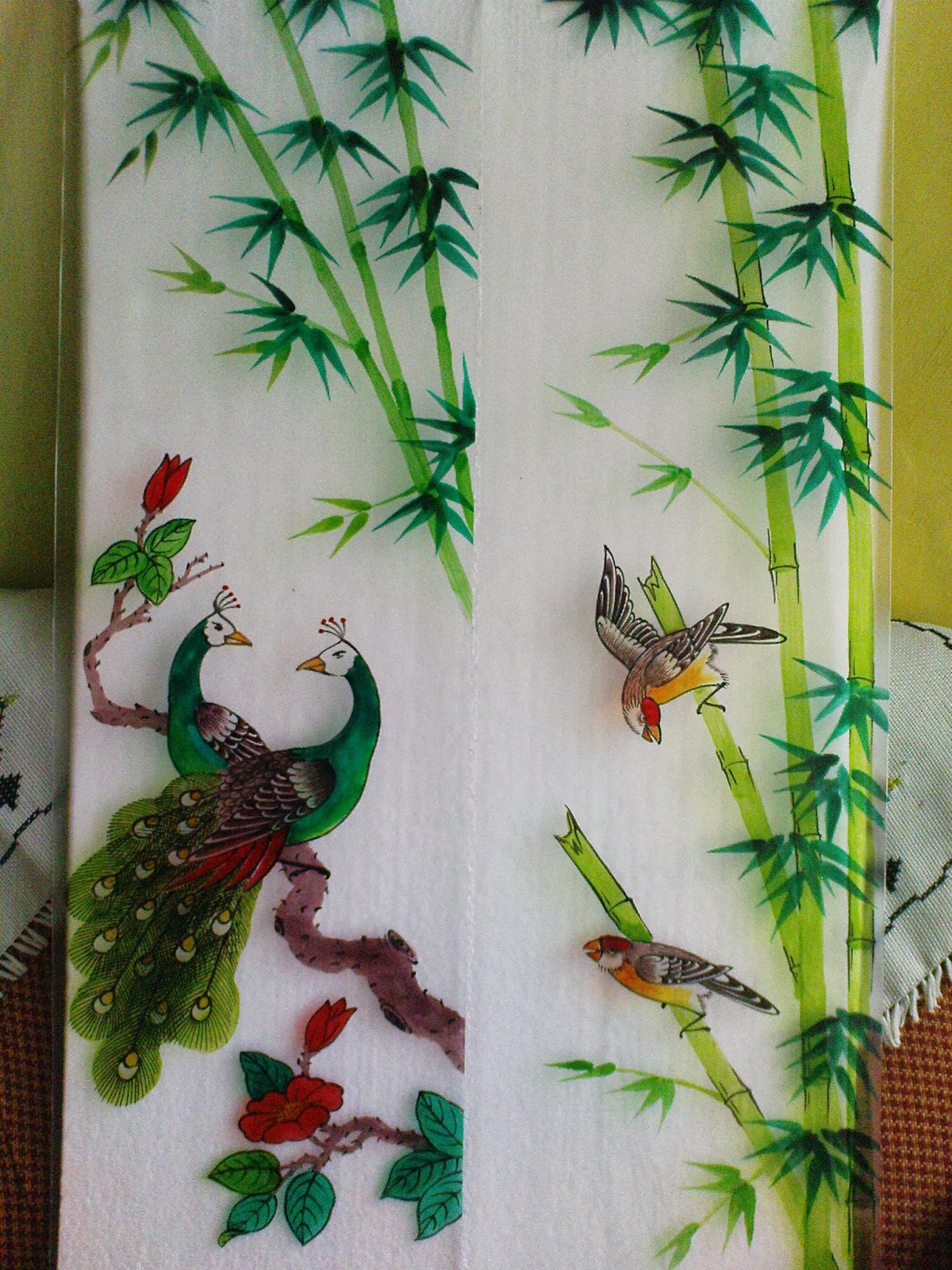 My Gallery Lukisan Ikan Koi Sakura Bambu  dan Burung 