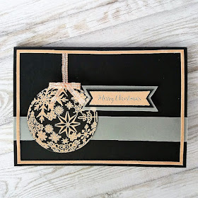 Christmas card with rose gold embossing powder