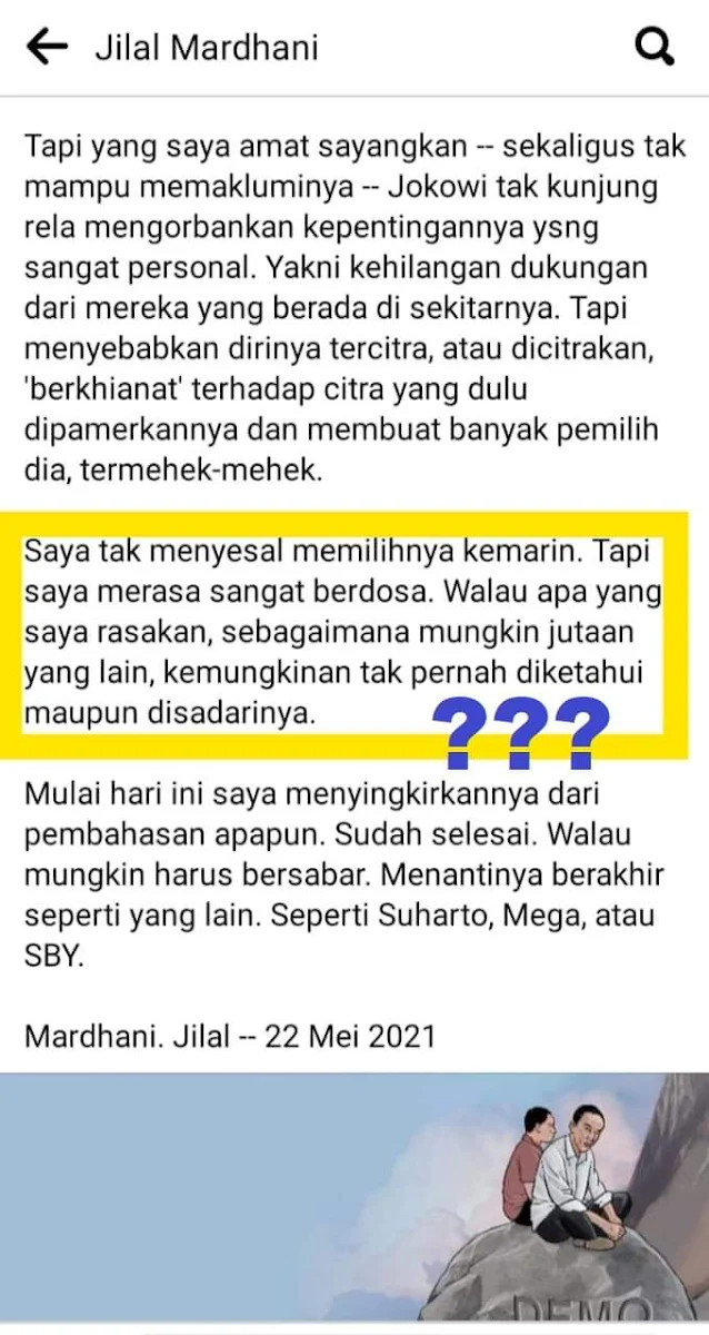  Merasa Berdosamu Itu JUSTRU ADALAH PENGAKUAN YANG HAKIKI  TANGGAPAN Atas Testimoni Pendukung Jokowi: Gak Menyesal Telah Memilihnya, Tapi Merasa Sangat Berdosa (Munafik Sejak Dalam Pikiran)