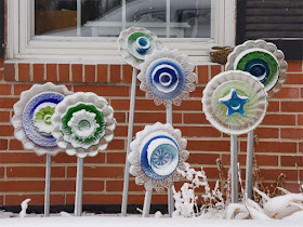 Glass Garden Flowers in Snow