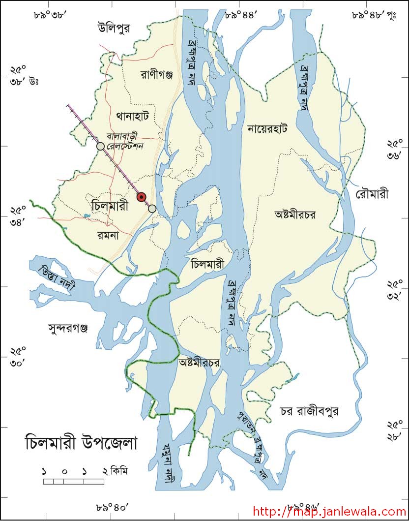 চিলমারী উপজেলা মানচিত্র, কুড়িগ্রাম জেলা, বাংলাদেশ