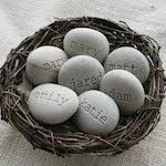 Mom's Nest - Set of 7 name stones in bird nest