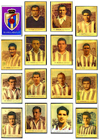 REAL VALLADOLID DEPORTIVO. Temporada 1955-56. Colección de cromos Campeonatos Nacionales de Fútbol, equipos de 1ª División, editorial Ruiz Romero. 1. ESCUDO. 2. José Luis SASO. 3. Juan María BENEGAS. 4. Román MATITO. 5. Francisco LESMES I. 6. Alfonso LOSCO. 7. JOSÉ LUIS Ortiz de Zárate. 8. Manuel González Cardo LOLO. 9. Enrique CERDÁN. 10. CARLOS Ruiz. 11. Joaquín MURILLO. 12. Jesús DOMINGO. 13. Valentín VALDÉS. 14. Agustín García Braceras TINI. 15. Ernesto Soler GALLET. 16. Charles CARLOS DUCASSE.