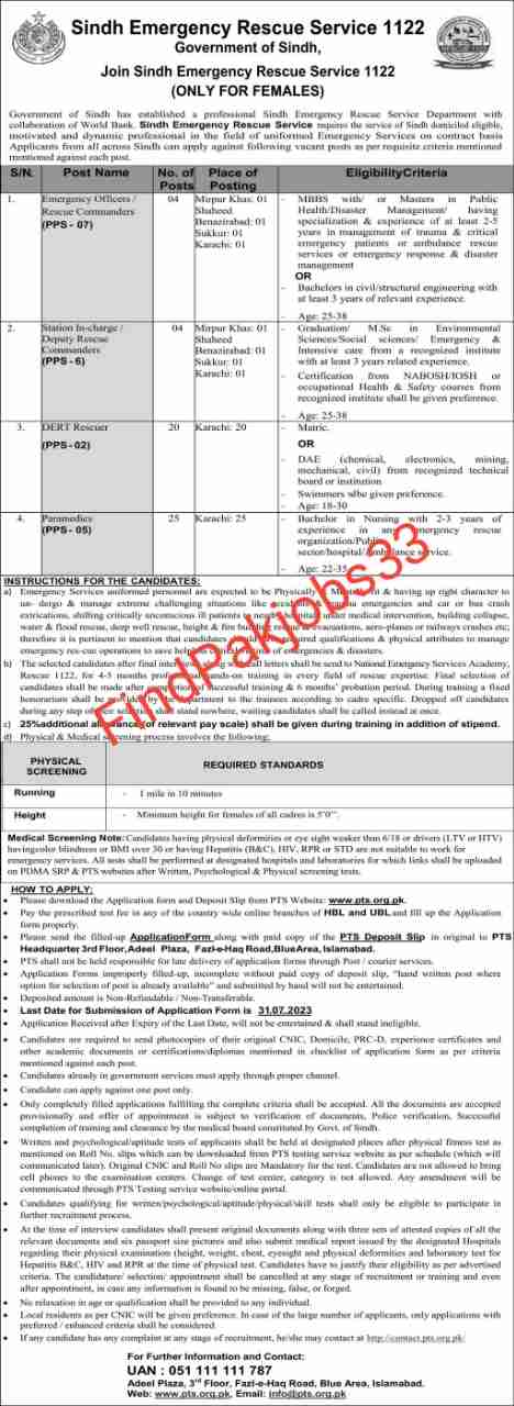 Rescue 1122 jobs-Join sindh emergency rescue service 1122