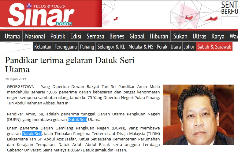 Laa..Pengajian Malaysia,: Pangkat Darjah Kebesaran Datuk, Tan Sri