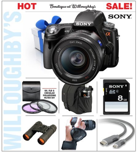 Sony DSLR-SLT-A33V 14.2MP MP Digital SLR with Translucent Mirror Technology and 3D Sweep Panorama Combined with SAL-2470Z 24-70mm f/2.8 Carl Zeiss Vario-Sonnar T* Autofocus Lens (SAL2470Z) + 8GB Flash Memory Starter Pack #1