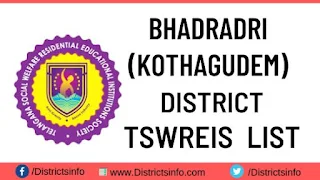 Tswreis List in Bhadradri (Kothagudem) District