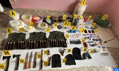 خطير وبالصور...هذه هي محجوزات الخلايا الإرهابية المفككة في 4 مدن مغربية... قراو التفاصيل✍️👇👇👇