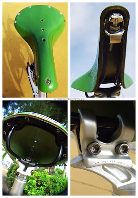 Sillin Brooks verde B17 Standard, adaptador Kore I Beam para sillines doble rail