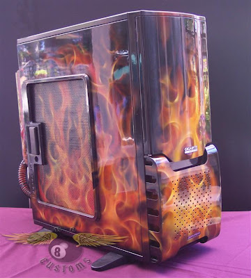 on fire gigabyte pc case airbrushed